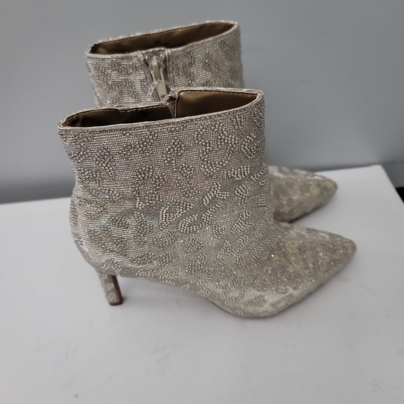 Gianni BiniAnninaTwo Leopard Print Rhinestone Embellished Stiletto Dress Booties - Picture 7 of 11